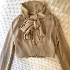 Elegant satin beige crop top